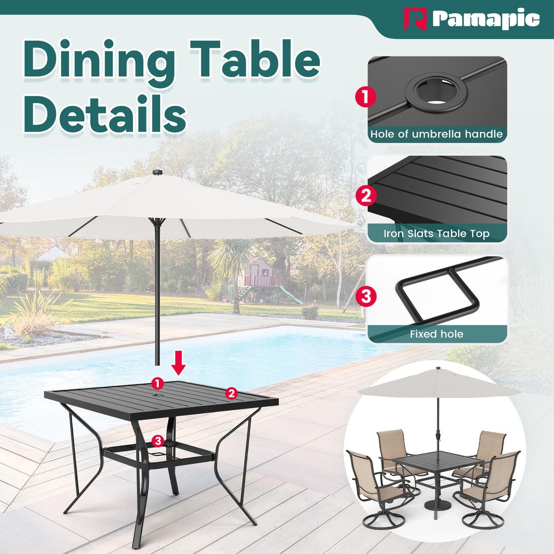 5-Piece Patio Dining Set with 4 Textilene Swivel Chairs