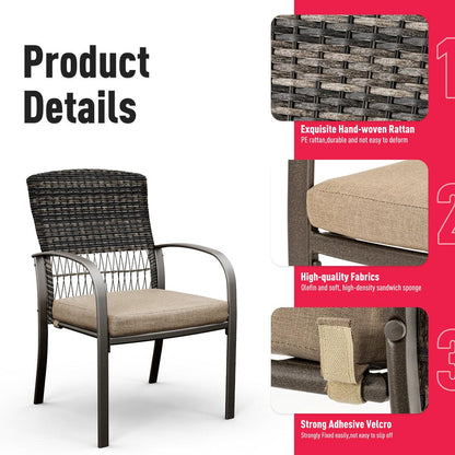 Outdoor Dining Set for 4 with Iron Frame &amp;  Rattan Backrest - 4 Colors