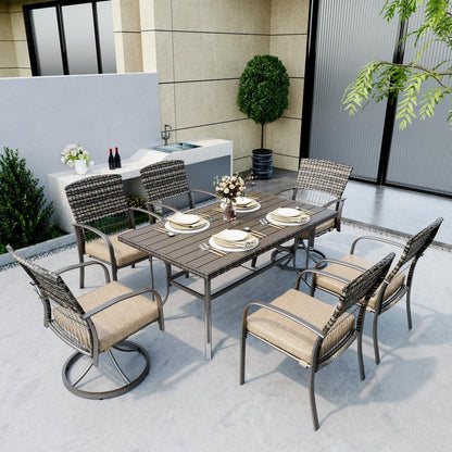 Dining Table with 2 Swivel Chairs (7 Pieces)