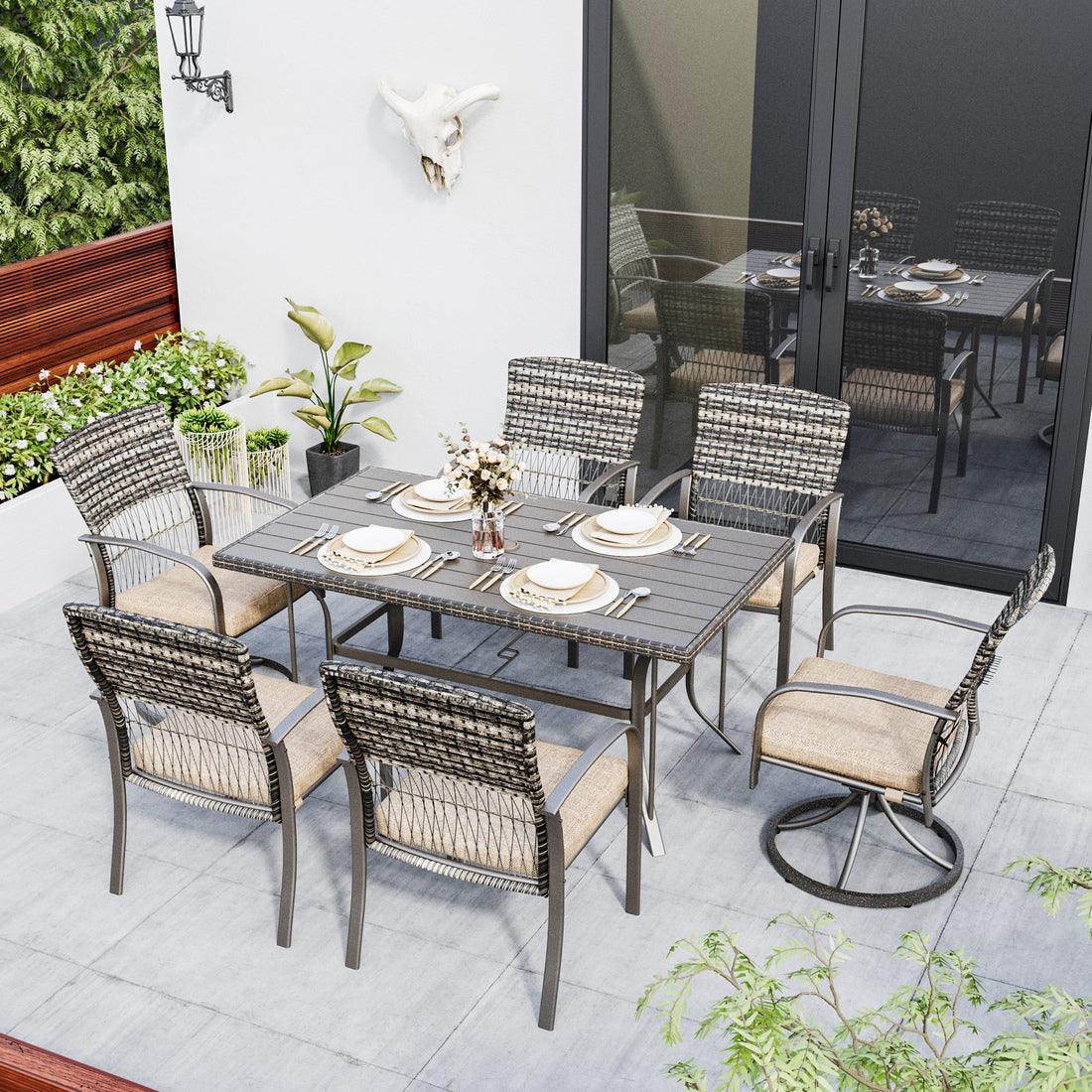 Dining Table with 2 Swivel Chairs (7 Pieces)