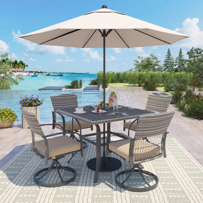 Outdoor Dining Table with 4 Swivel Chairs (5 Pieces)