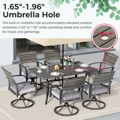 7-Piece Dining Set with Swivel Chairs and Removable Cushions