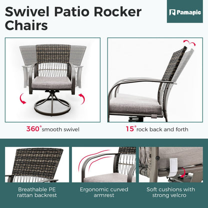 7-Piece Dining Set with Swivel Chairs and Removable Cushions