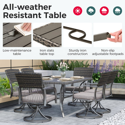 7-Piece Dining Set with Swivel Chairs and Removable Cushions