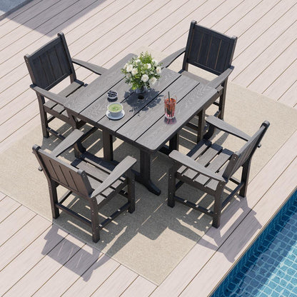 Corex HDPE Outdoor Dining Sets - 5 Piece, Gray or Black