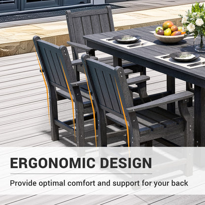 7-Piece HDPE Outdoor Dining Table and Chairs with Umbrella Hole - Multiple Sizes, 2 Colors