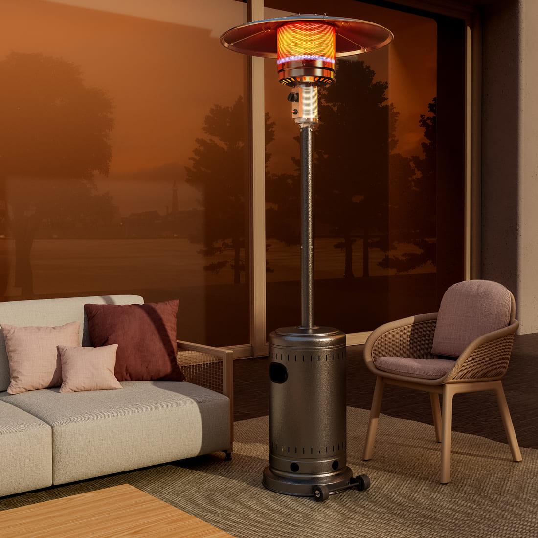 Outdoor Freestanding Propane Patio Heater with Cover &amp; Wheels