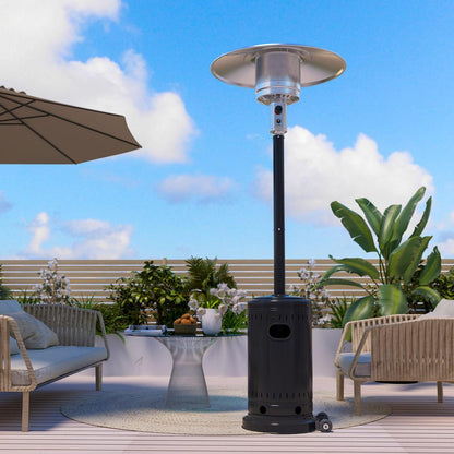 Outdoor Freestanding Propane Patio Heater with Cover &amp; Wheels