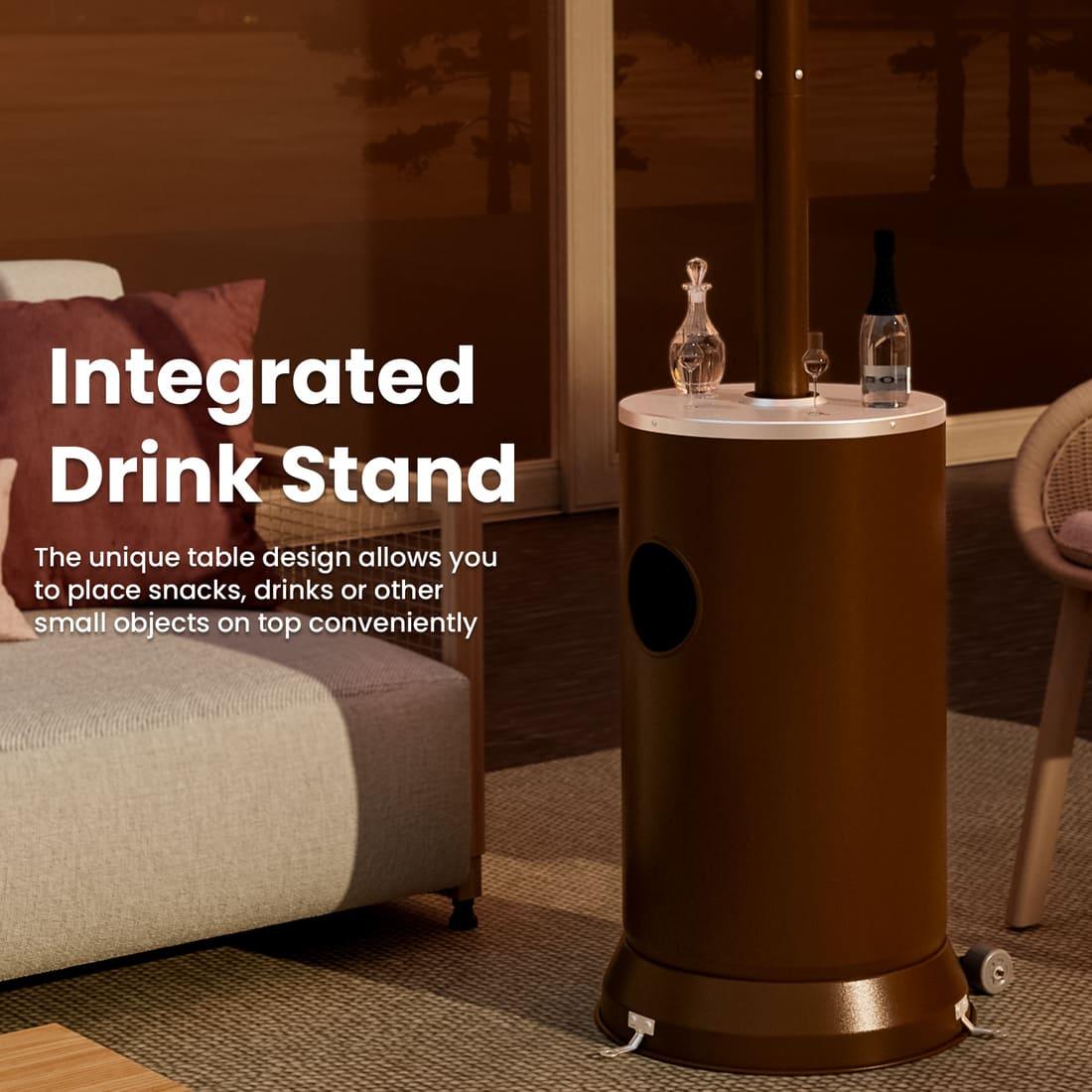 Propane Patio Heater with Table Design &amp; Wheels - 3 Colors