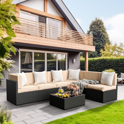 Rattan Outdoor Sectional Couch Set  (7 Pieces) - 5 Colors