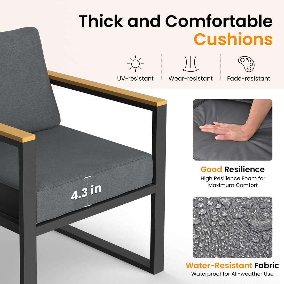 Metal Patio Conversation Sets with Cushions and Coffee Table