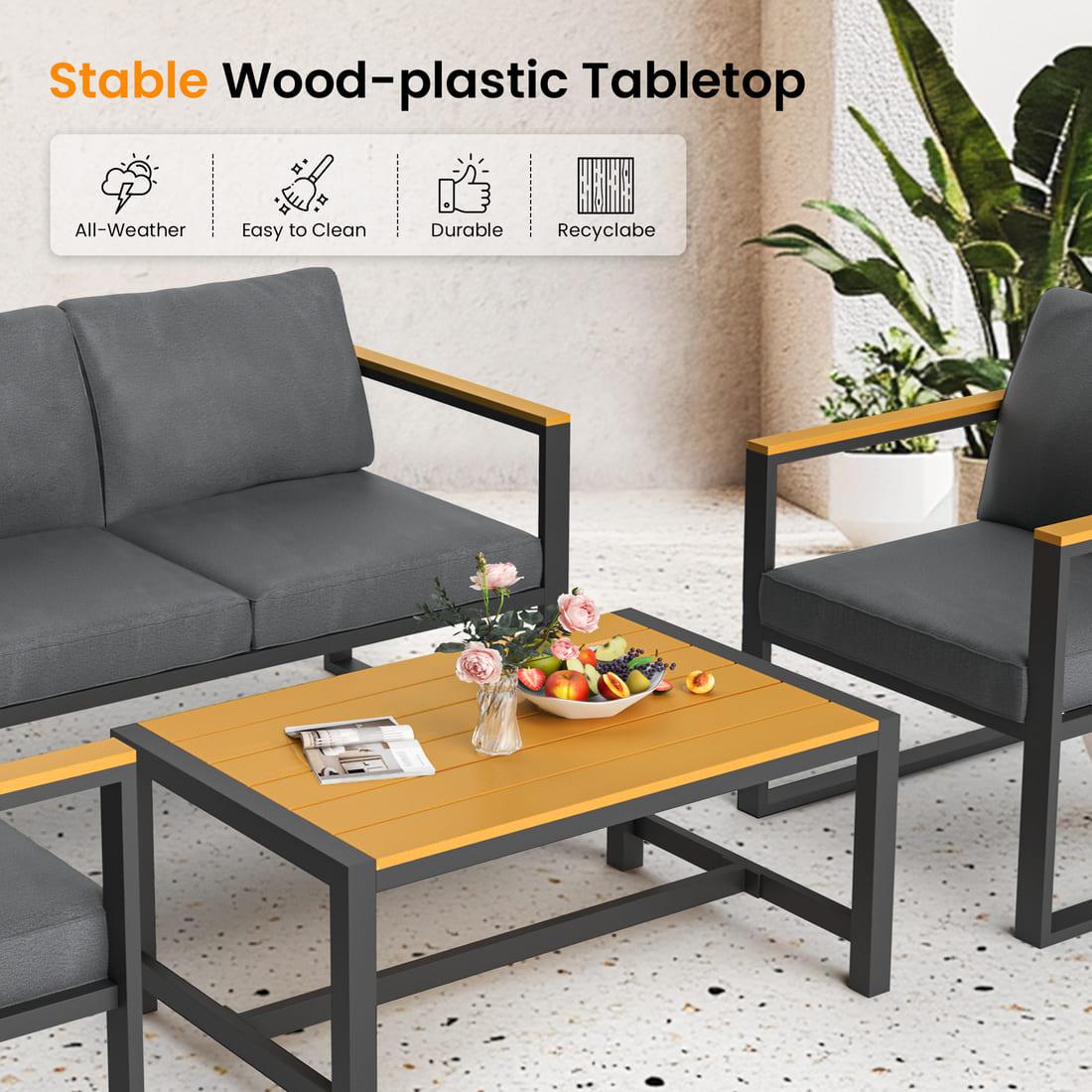 Metal Patio Conversation Sets with Cushions and Coffee Table