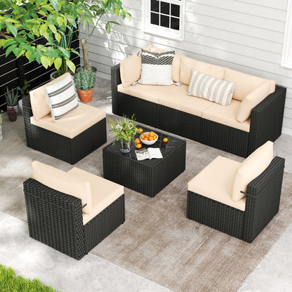 Rattan Outdoor Sectional Couch Set  (7 Pieces) - 5 Colors