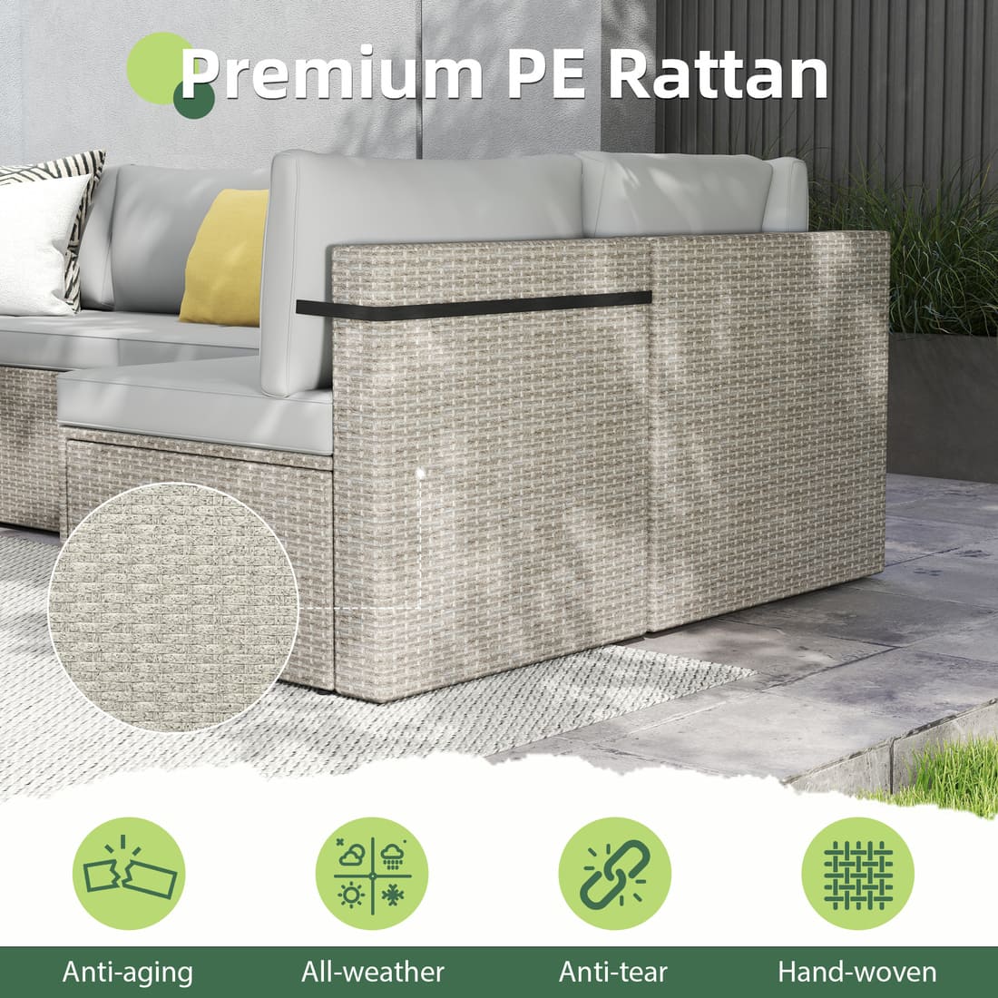 Rattan Outdoor Sectional Couch Set  (7 Pieces) - 5 Colors