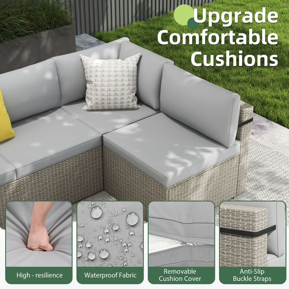 Rattan Outdoor Sectional Couch Set  (7 Pieces) - 5 Colors