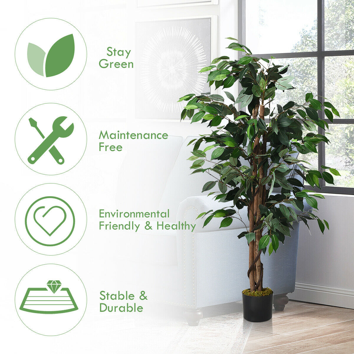4 FT Indoor/Outdoor Artificial Ficus Tree