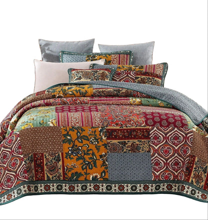 Dark Elegance Bohemian Floral Cotton Patchwork Bedding