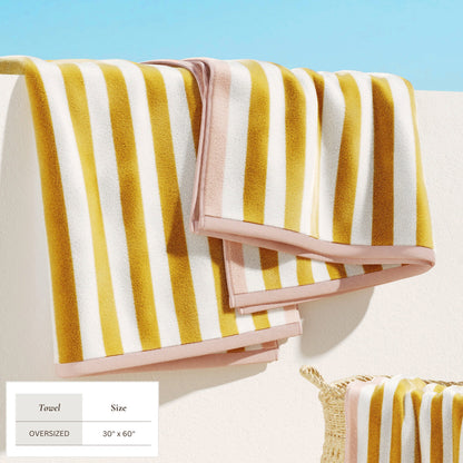 Oversized Striped Border Cabana Beach Towel - Santa Cruz