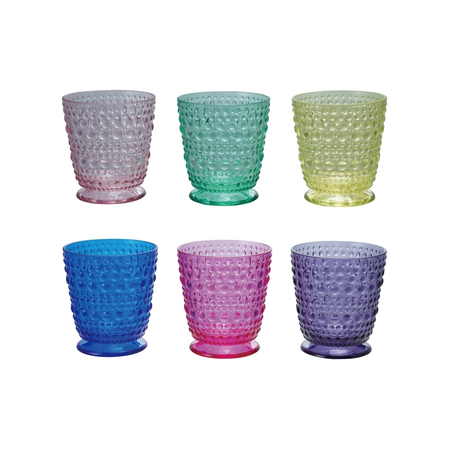 Acrylic Footed Hobnail Drinking Glass - 6 Colors