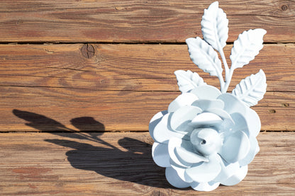 Set of 4 White Rose Napkin Rings