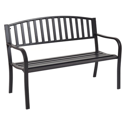 50 Inch Steel Garden Bench - Black