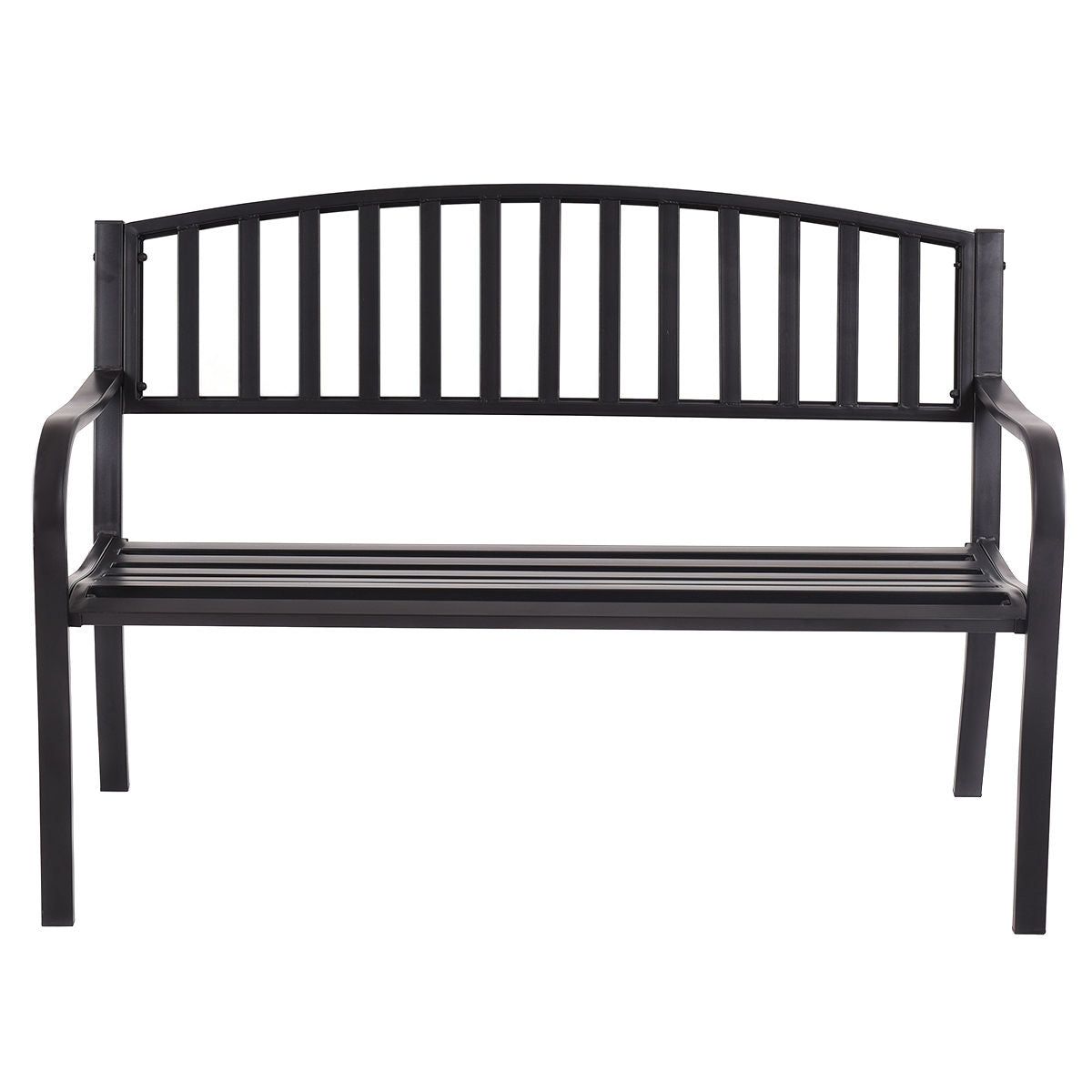 50 Inch Steel Garden Bench - Black