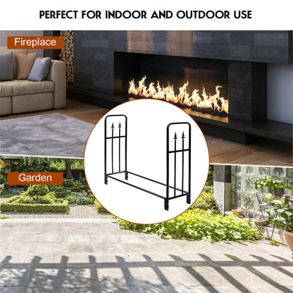 4 Ft Outdoor Heavy Duty Steel Firewood Wood Storage Rack