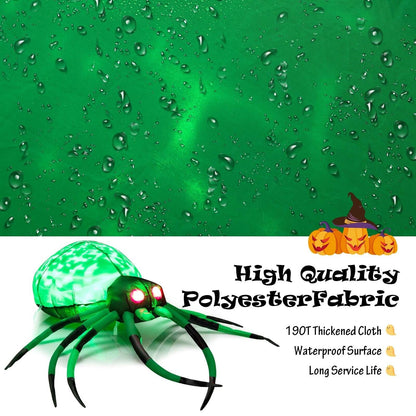 5 Ft Long Inflatable Creepy Spider with Cobweb and LEDs - Halloween Yard Decor