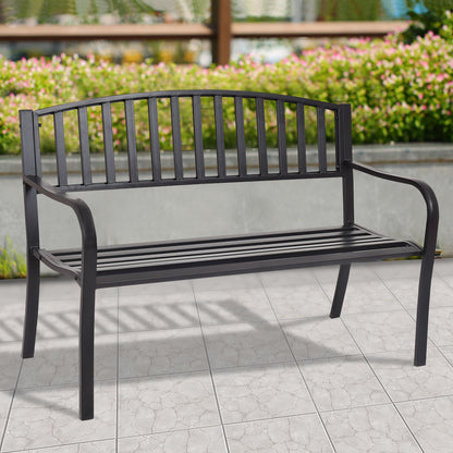 50 Inch Steel Garden Bench - Black