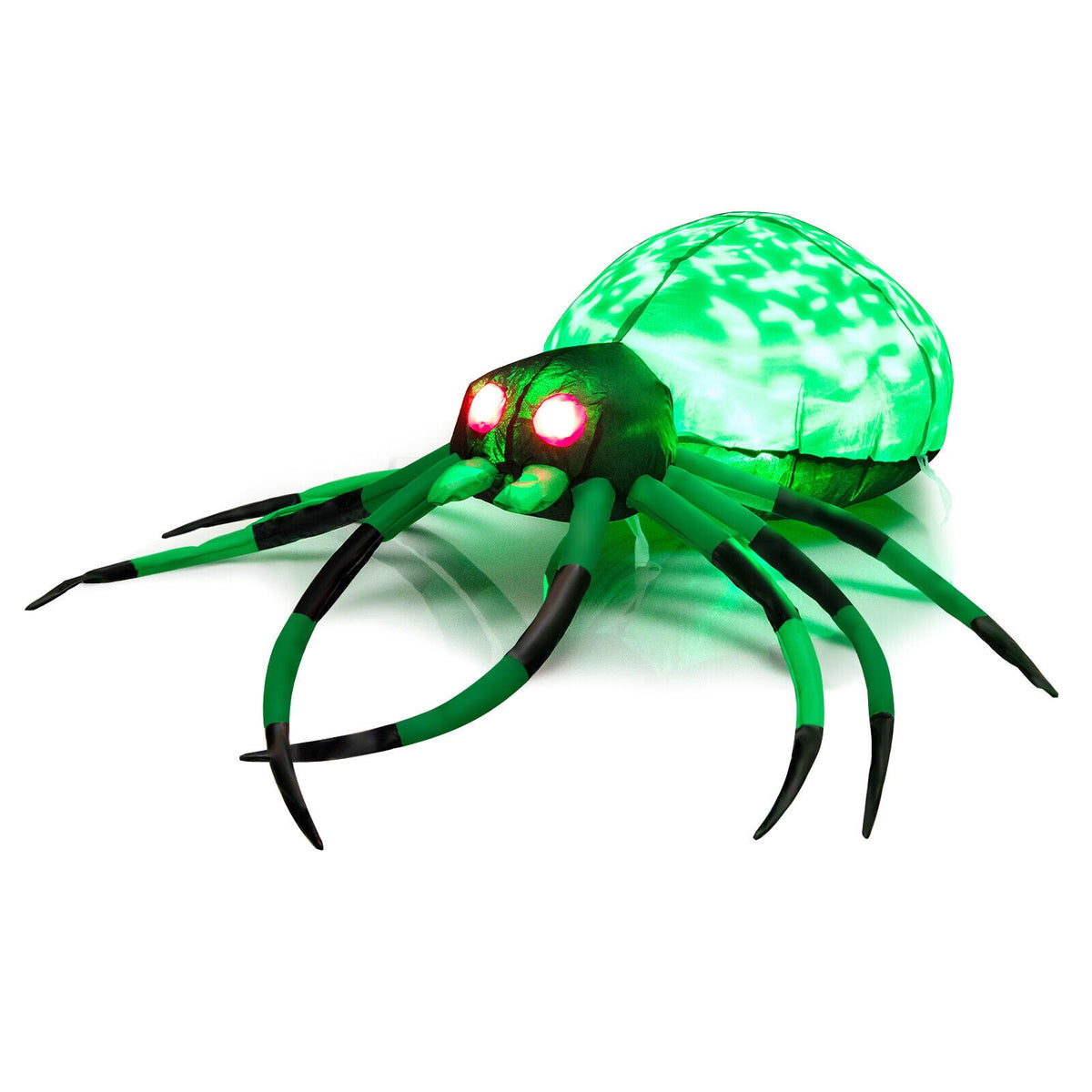 5 Ft Long Inflatable Creepy Spider with Cobweb and LEDs - Halloween Yard Decor