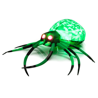 5 Ft Long Inflatable Creepy Spider with Cobweb and LEDs - Halloween Yard Decor