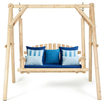 Outdoor Wooden Porch Bench Swing Chair with Frame