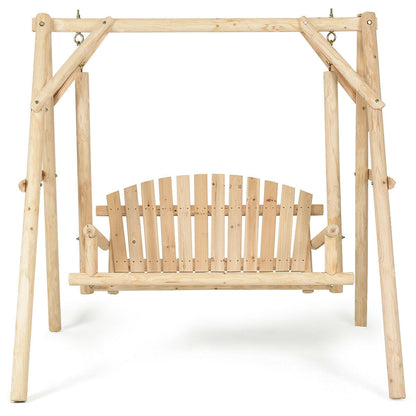 Outdoor Wooden Porch Bench Swing Chair with Frame