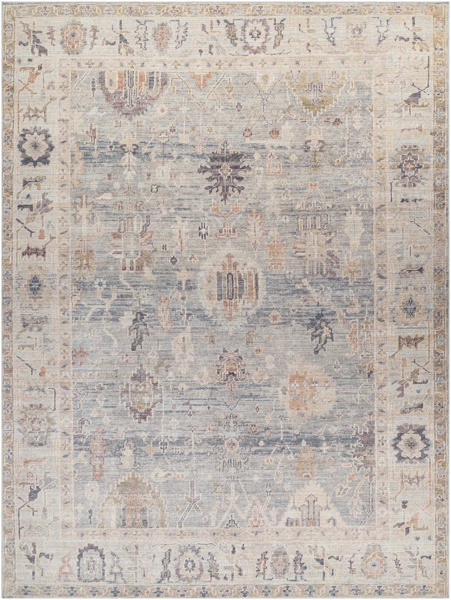 Marlene Damask Cream &amp; Blue Area Rug - Becki Owens x Livabliss