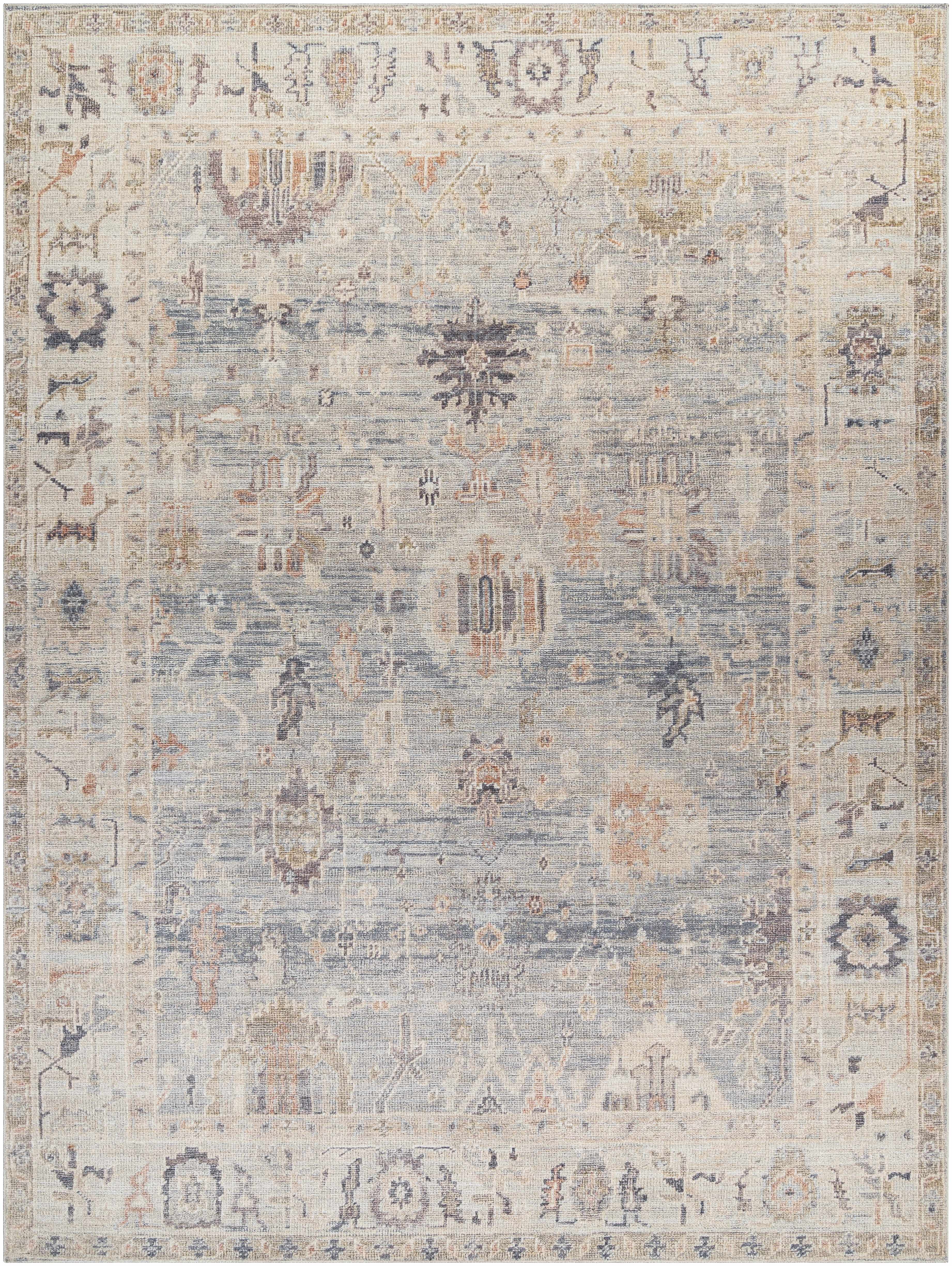 Marlene Damask Cream &amp; Blue Area Rug - Becki Owens x Livabliss