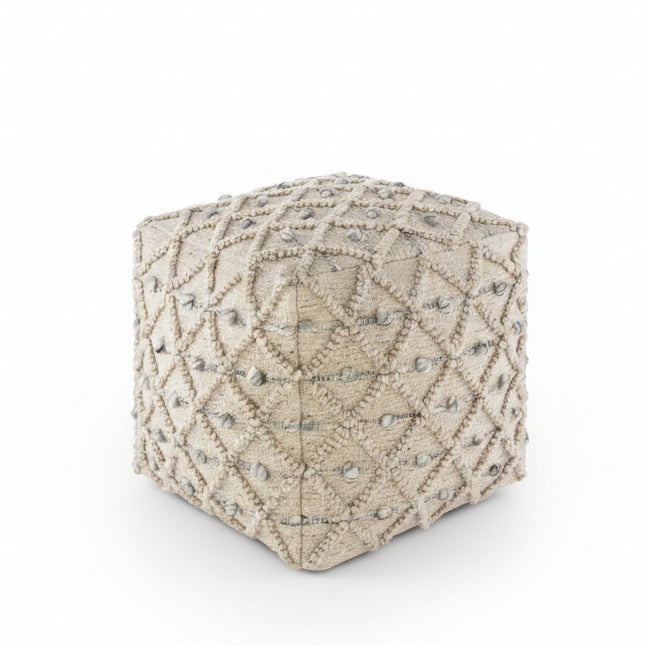 Serpentine Taupe Hand Woven Pouf