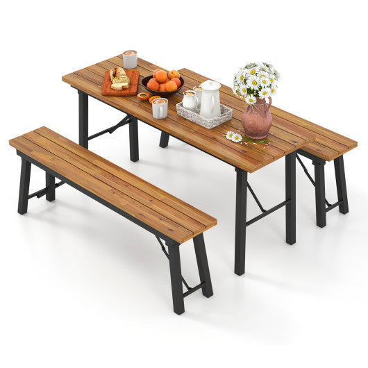 Outdoor Acacia Wood Dining Set - 3 Piece