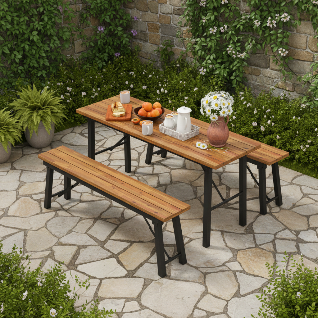Outdoor Acacia Wood Dining Set - 3 Piece