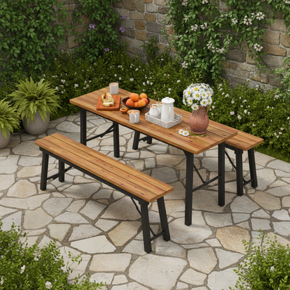 Outdoor Acacia Wood Dining Set - 3 Piece