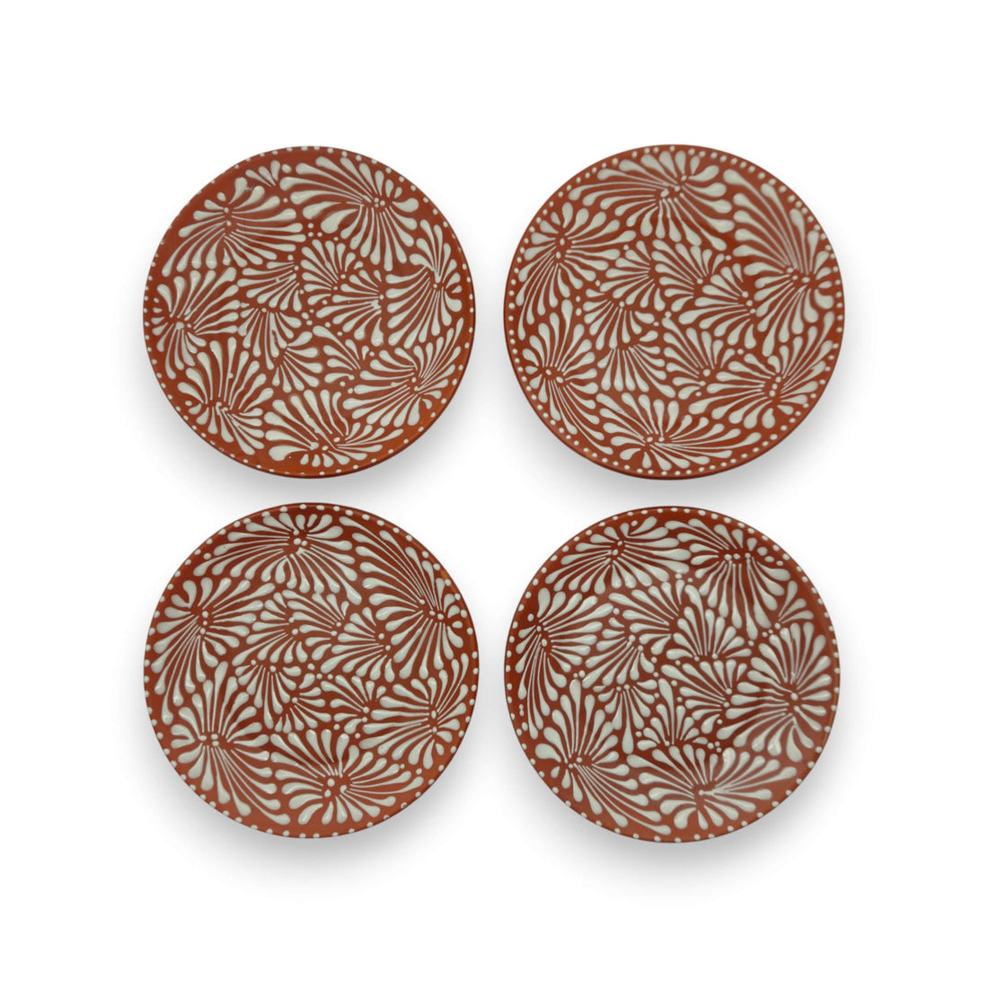 Set of 4 Brown &amp; White Talavera Wall Plates | 11.5" Decorative  Plates