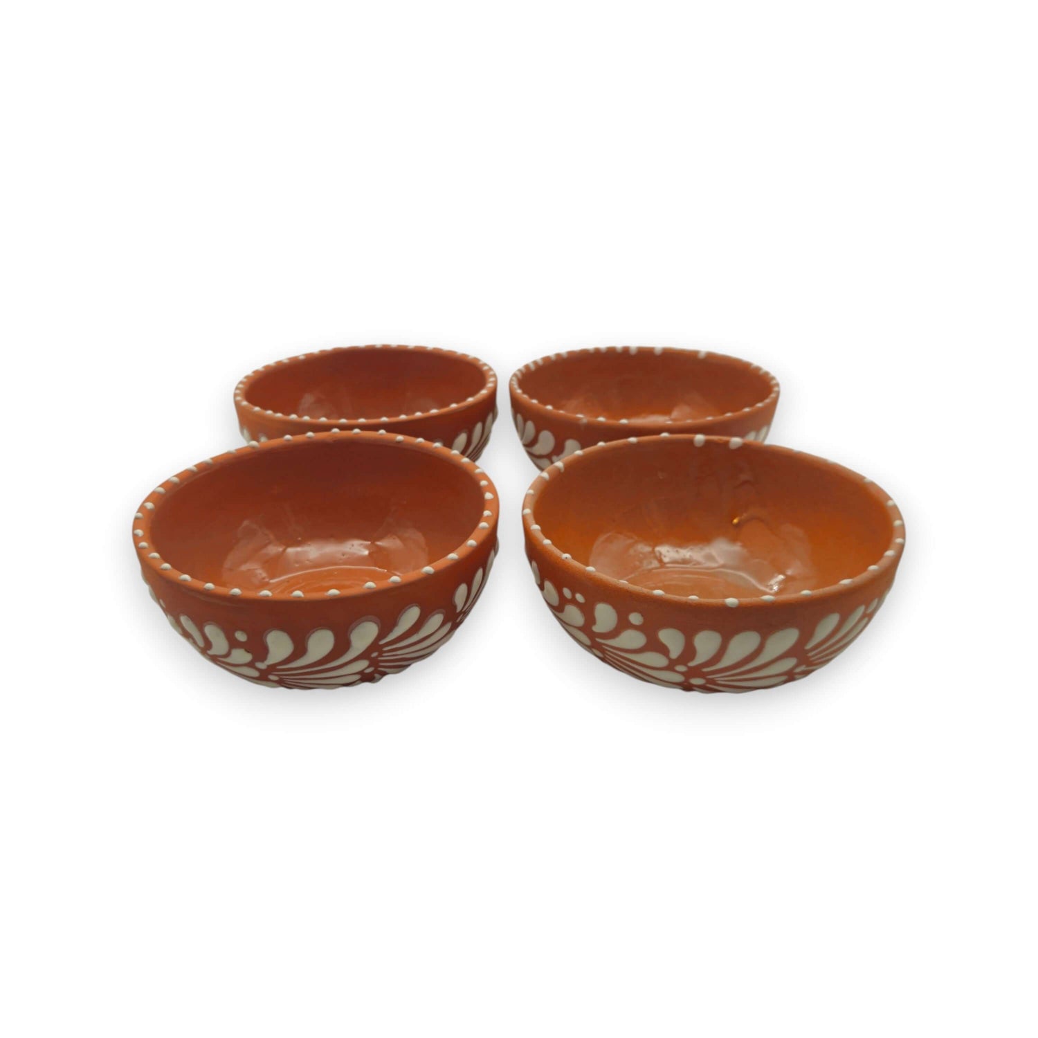 Set of 4 Handmade Brown &amp; White Talavera Bowls | Artisan Dinnerware
