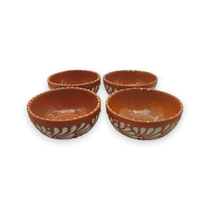 Set of 4 Handmade Brown &amp; White Talavera Bowls | Artisan Dinnerware