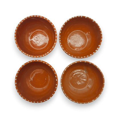 Set of 4 Handmade Brown &amp; White Talavera Bowls | Artisan Dinnerware