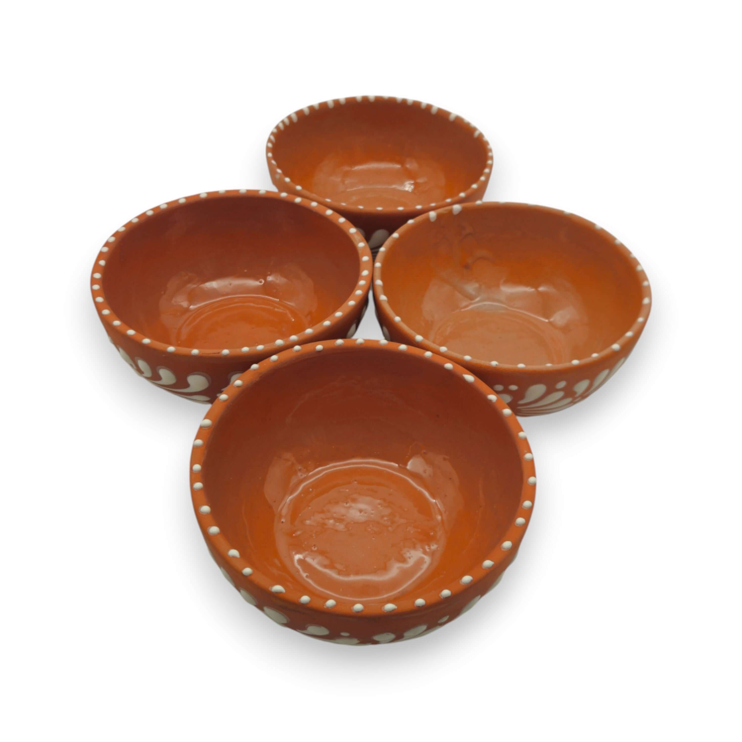 Set of 4 Handmade Brown &amp; White Talavera Bowls | Artisan Dinnerware