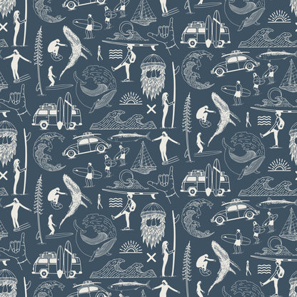 Saltwater Surf (Blue) Wallpaper