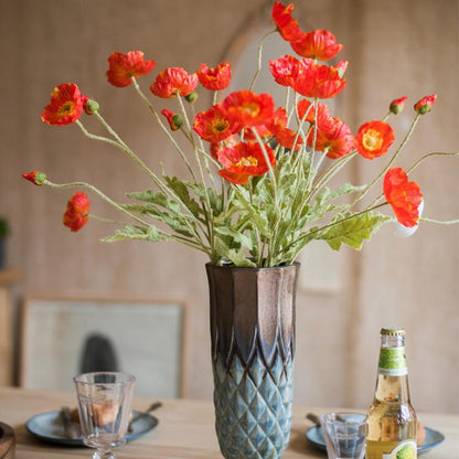 Silk Common Poppy Flower Stem - 22"
