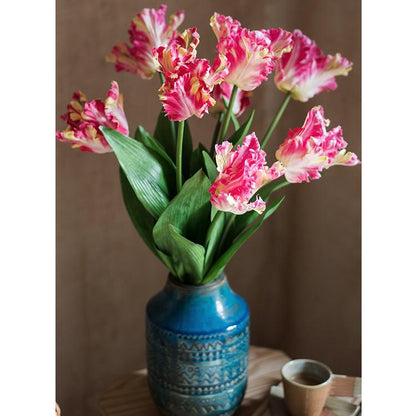 Faux Silk Flower Flame Tulip Stem -  24"