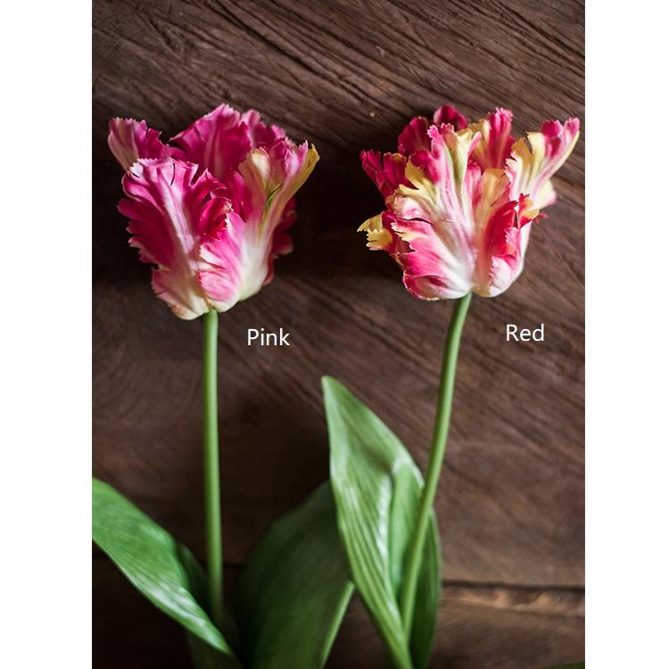 Faux Silk Flower Flame Tulip Stem -  24"