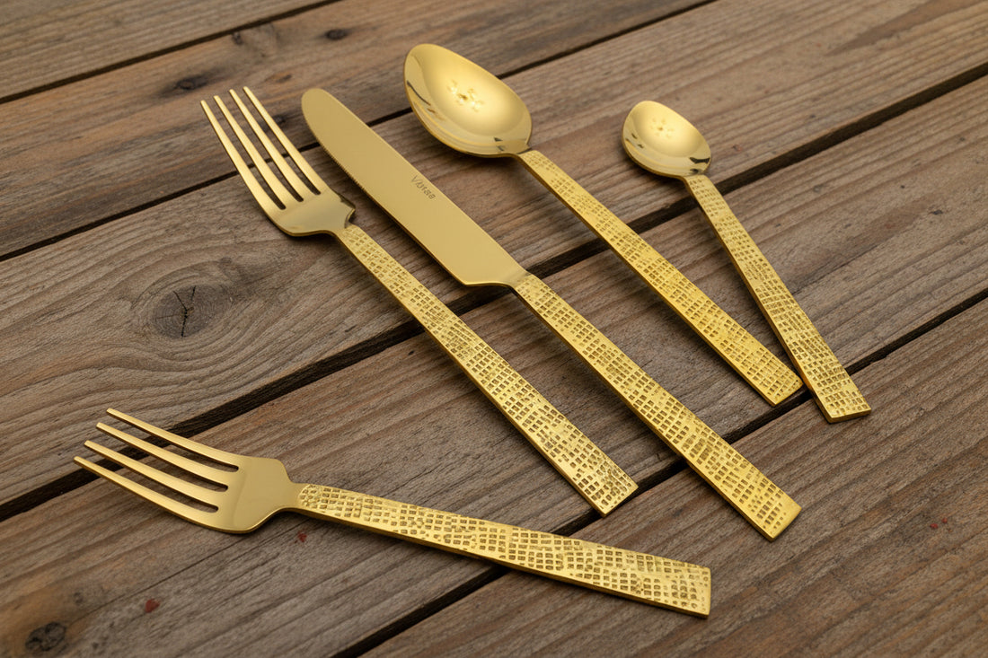 20 Piece Flatware Set - Golden Egyptian Design