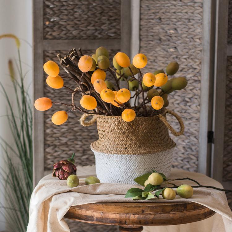 Straw Pop Up Belly Baskets in Natural, Blue, or White